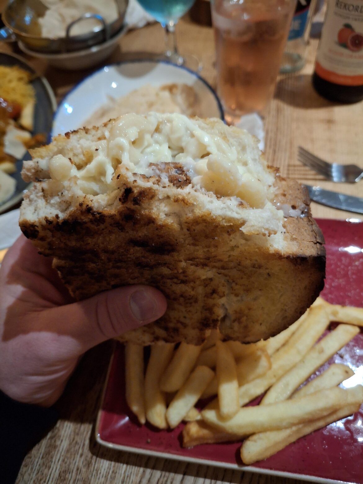 I got this beast of a fried chicken and mac n cheese sandwich (The Poachers, Bamber Bridge)