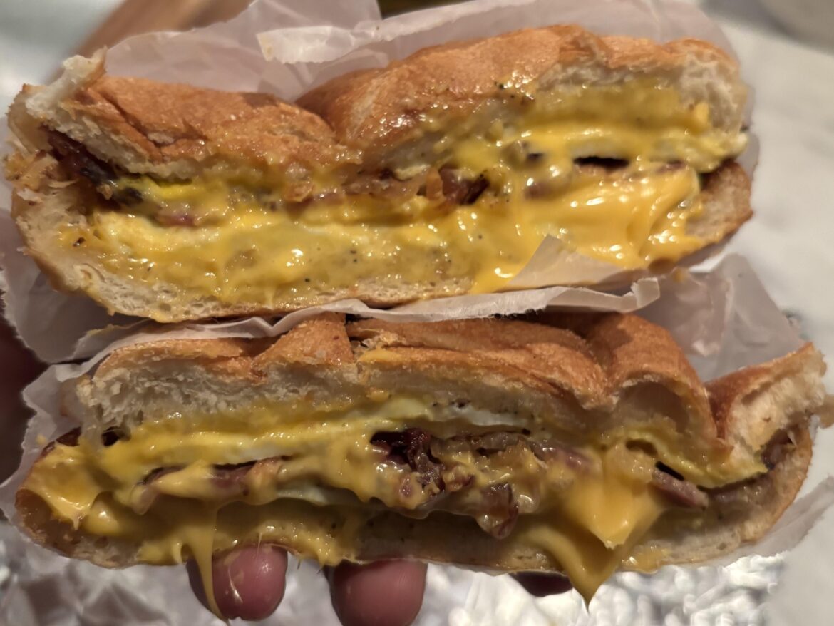 Bacon egg and extra cheese as purchased from my deli after a 2 am shift in brooklyn