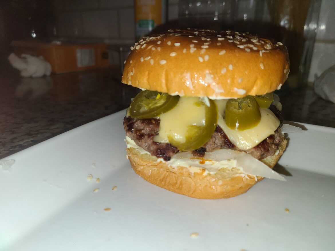 Smoked gouda, Famous Dave's seasoning, MSG, freshly ground black pepper, Vidalia onions, and jalapenos