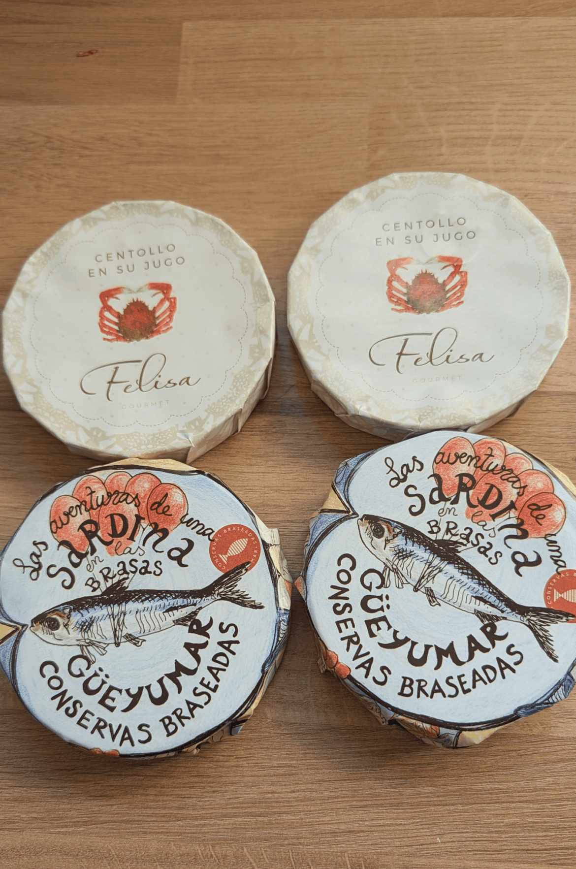 Spider crab and smoked sardines in olive oil