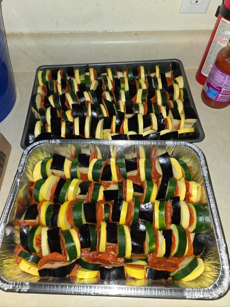 Spent the whole day prepping: ratatouille, fish, and egg bites!