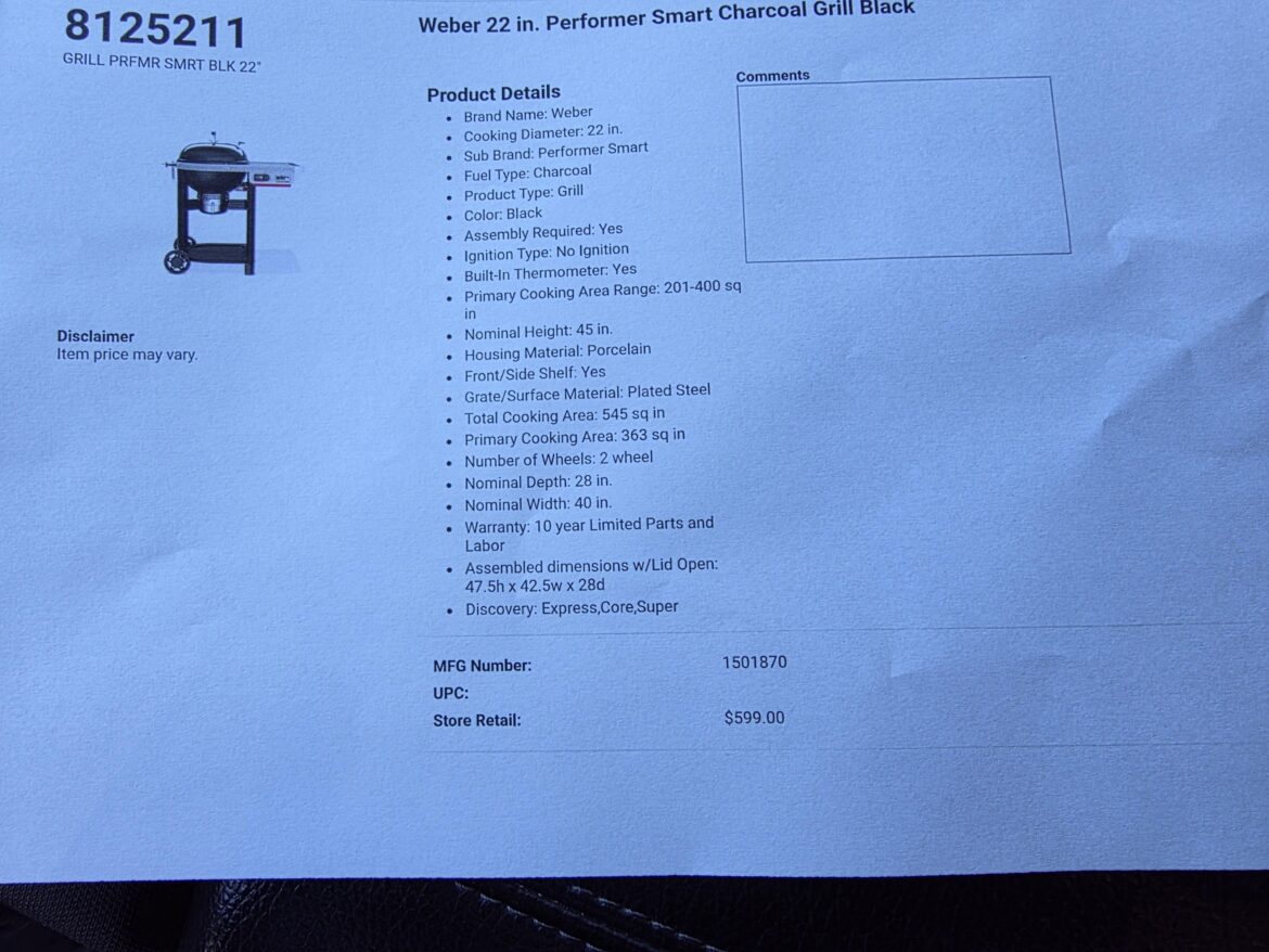 Weber unannounced kettle 22in