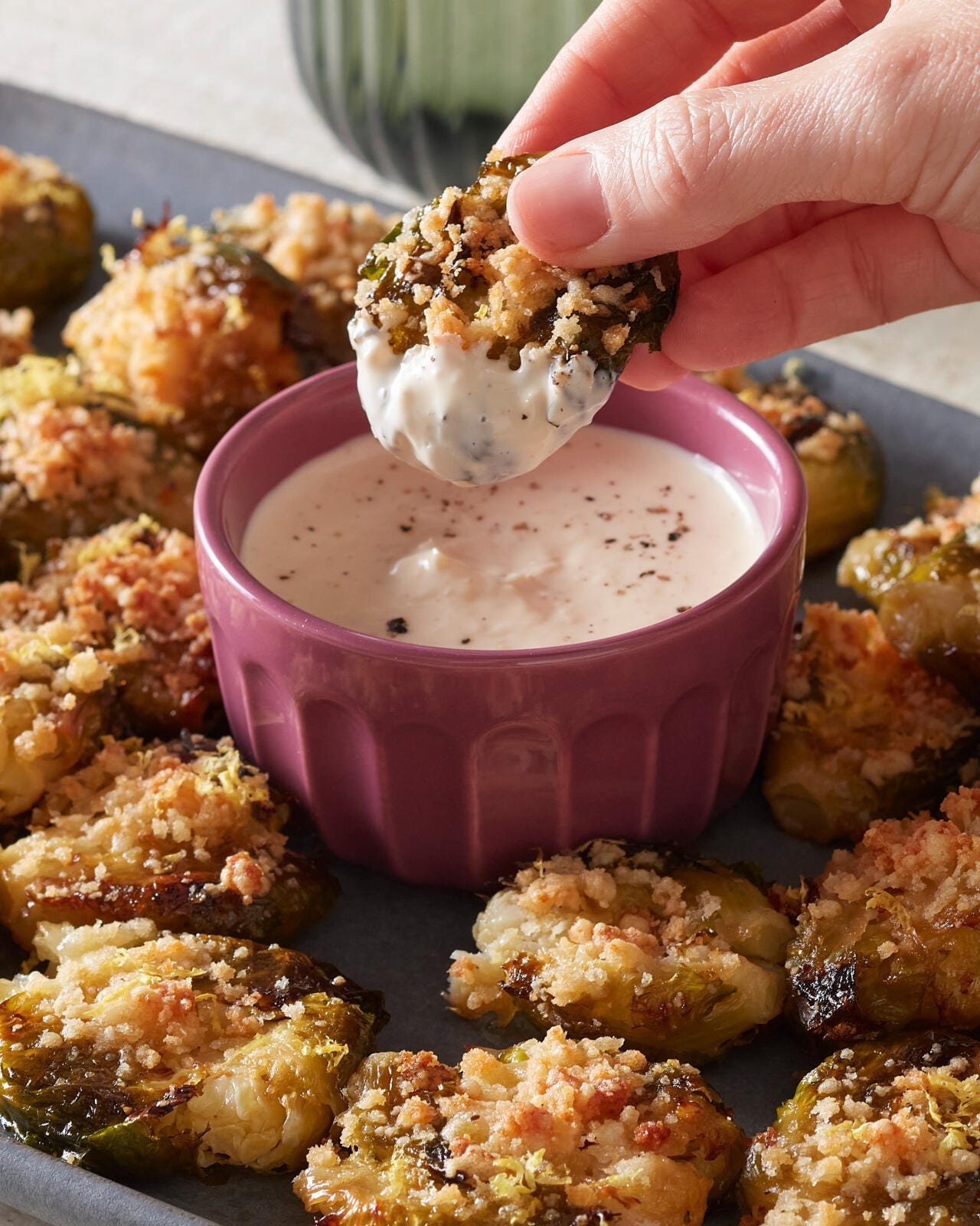 vegetarian appetizers smashed brussels sprouts
