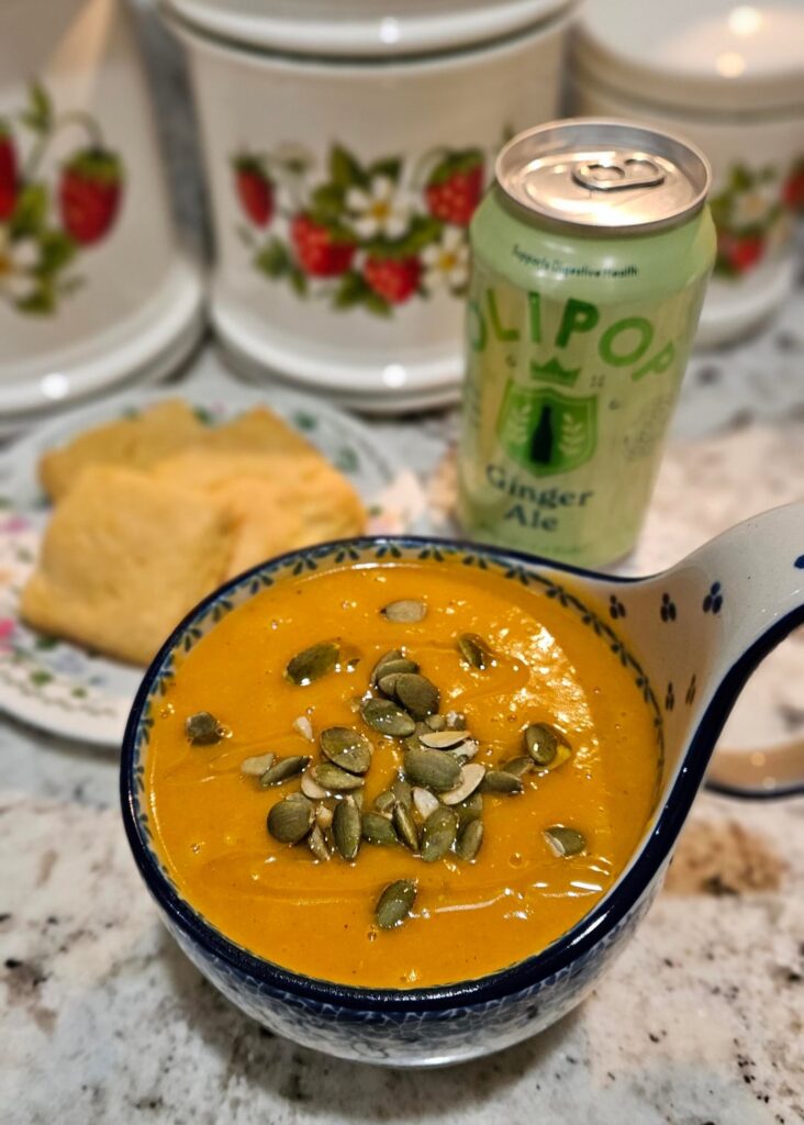 Butternut squash soup and sweet potato biscuits