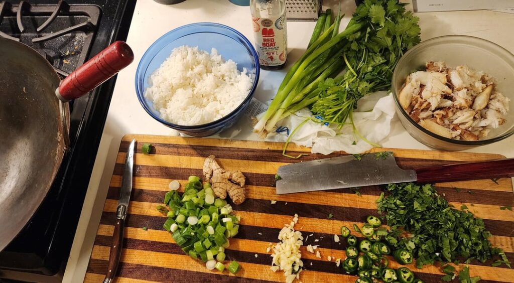 Caught some Dungeness yesterday, made some crab fried rice today.