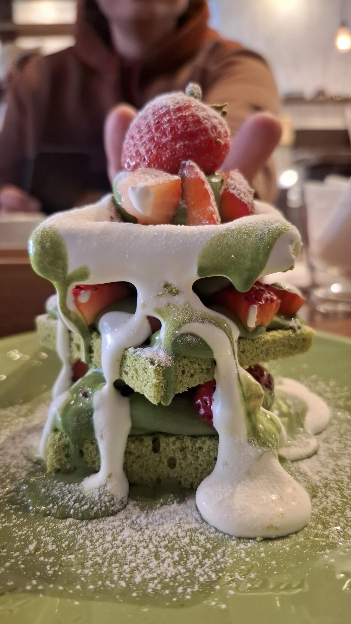 Matcha sponge shortcake tower