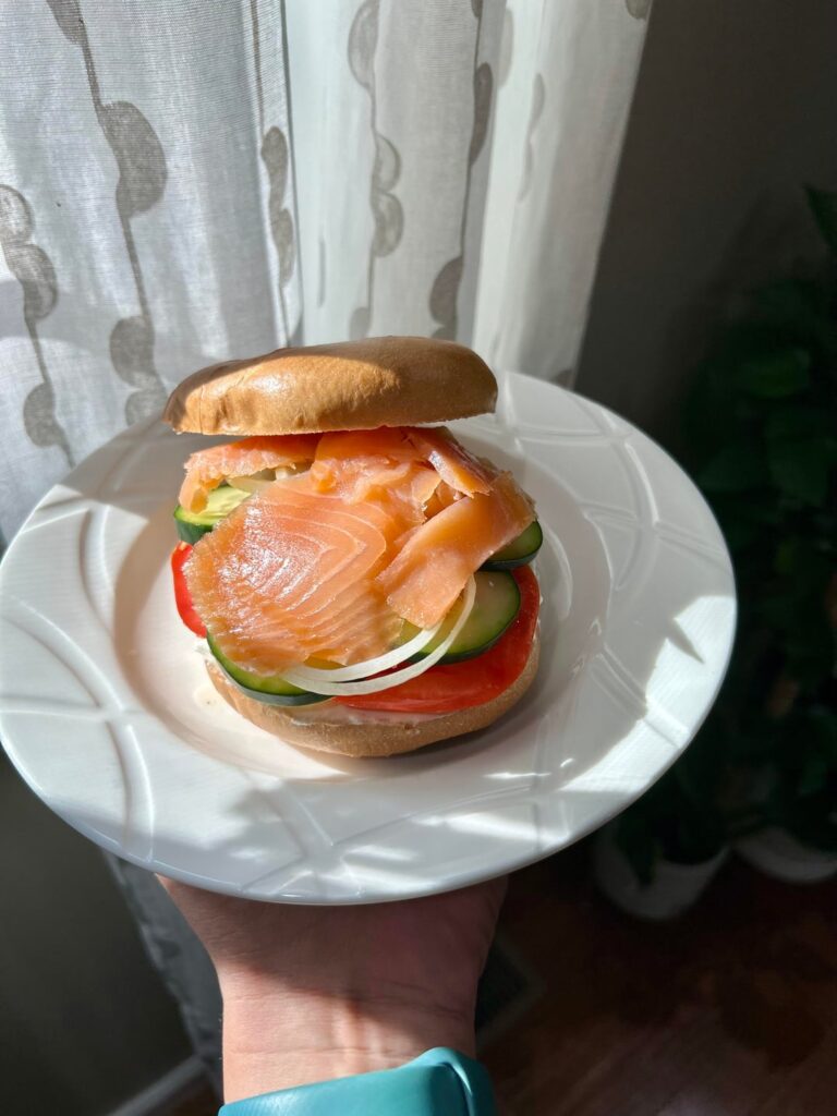 Smoked salmon on a bagel