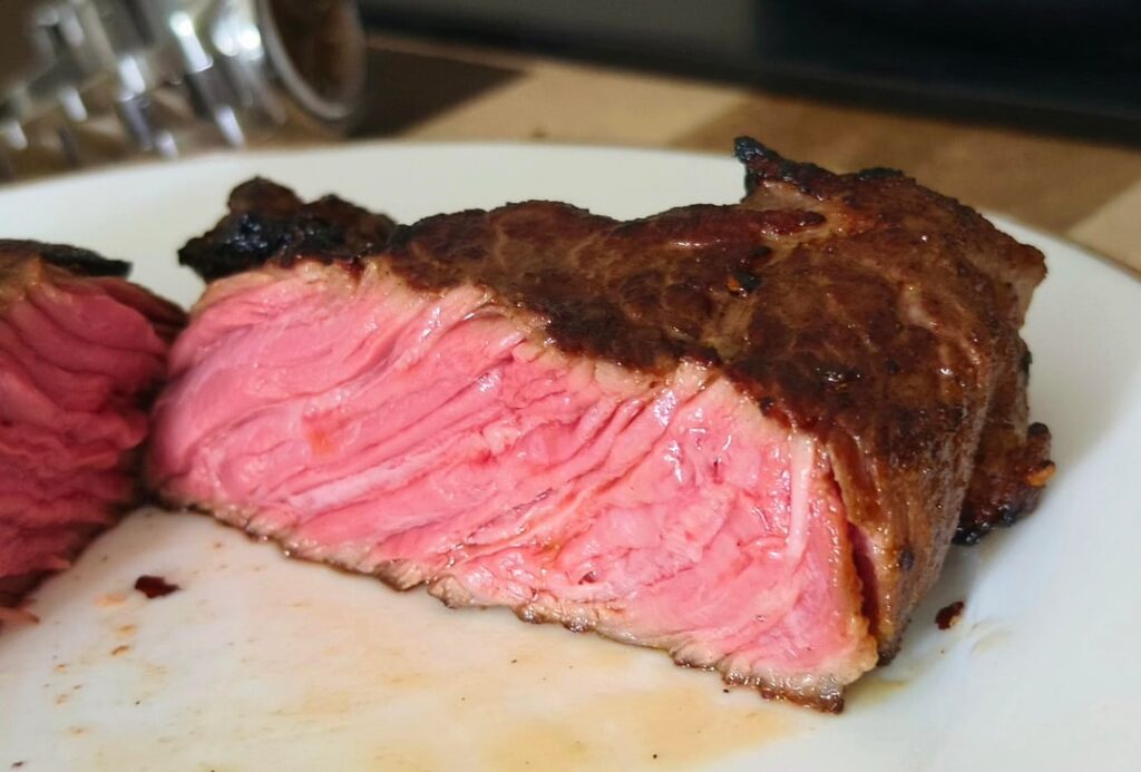 Brisket block at 54°©, finished on pan. Brisket block at 54°©, finished on pan.