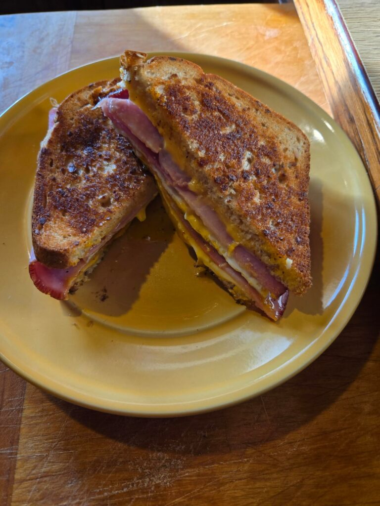 Grilled quail egg sandwich