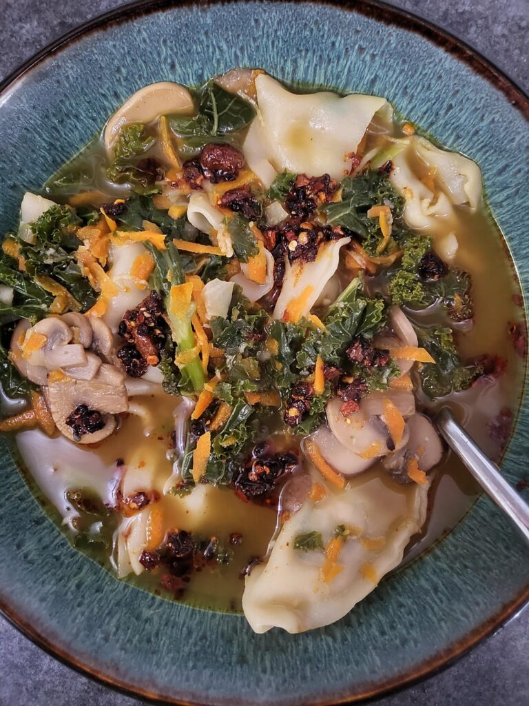 vegetable dumpling soup for meatless monday.