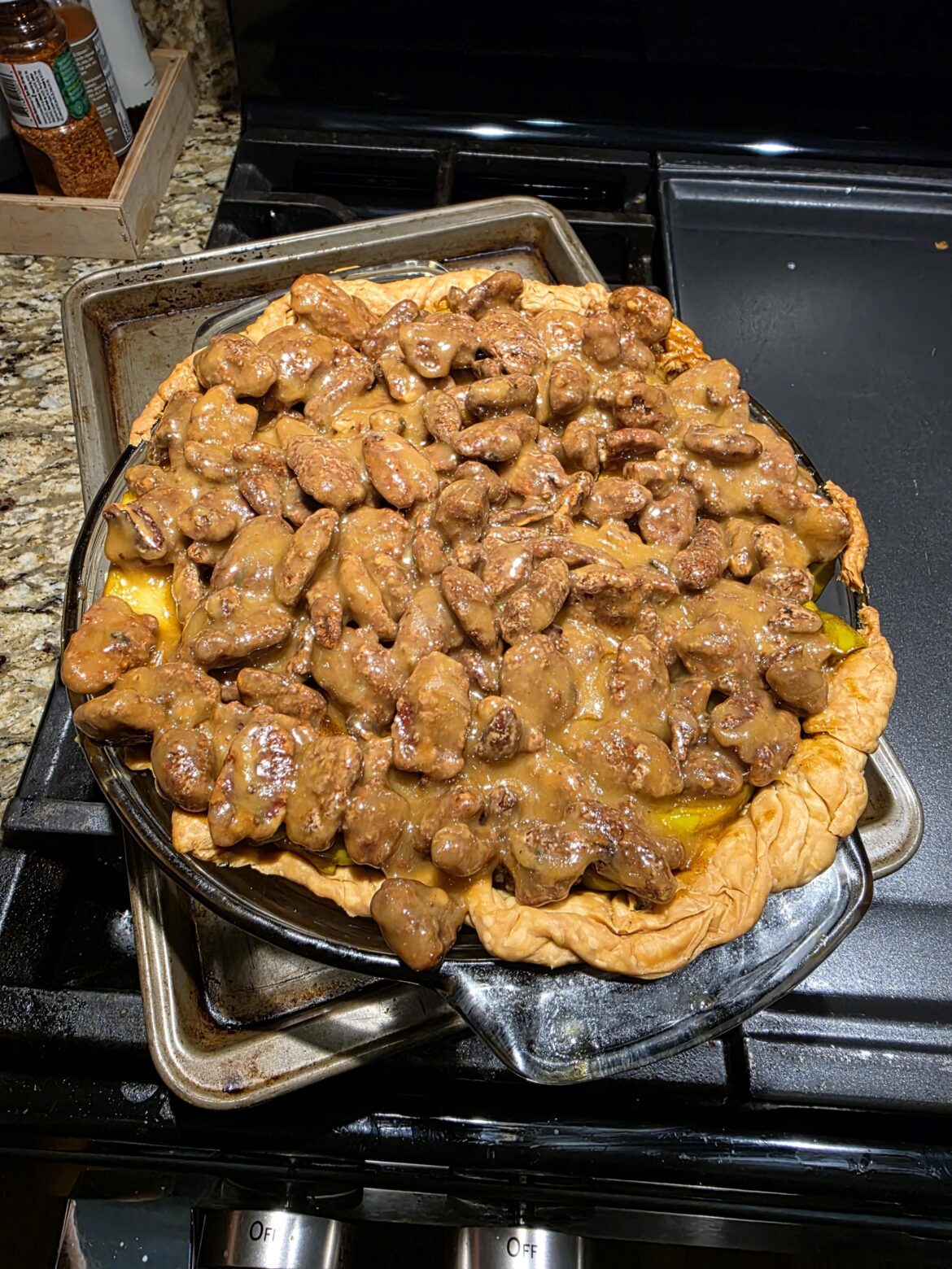 Caramel Apple Bourbon Pecan pie