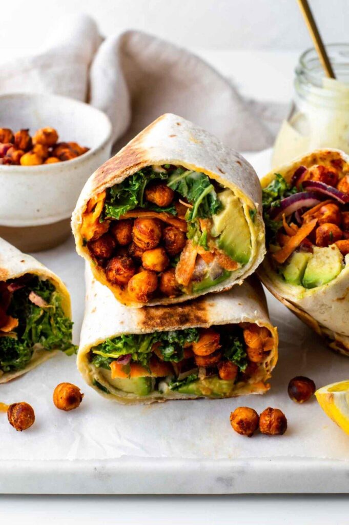 Kale Wraps (With Spicy Chickpeas)