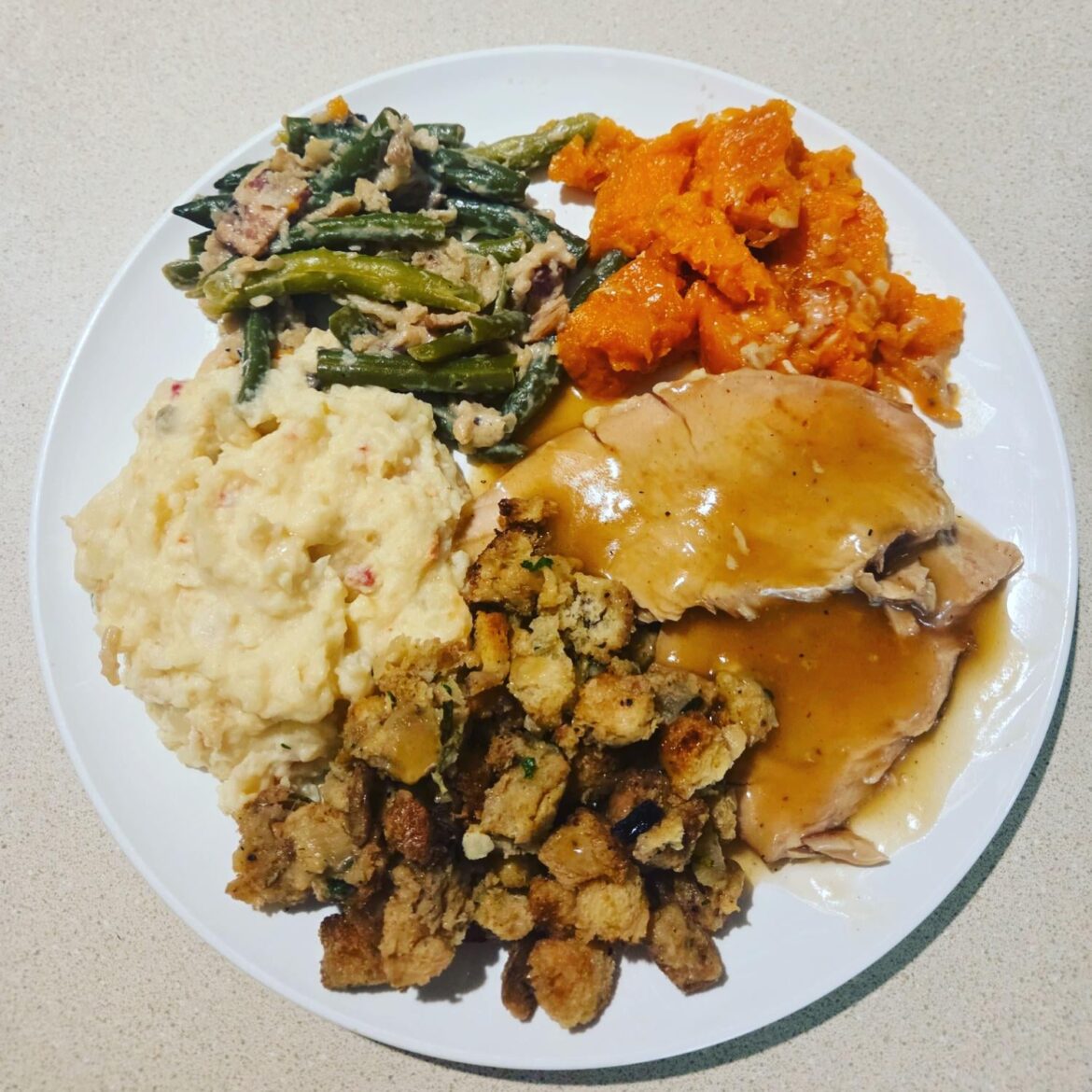 Beautiful dinner my son made.