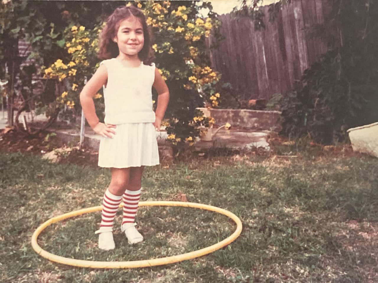 Author, Yasmin Noone, in the 1980s - a childhood era of hula hoops, kids parties and French onion soup mix encounters.