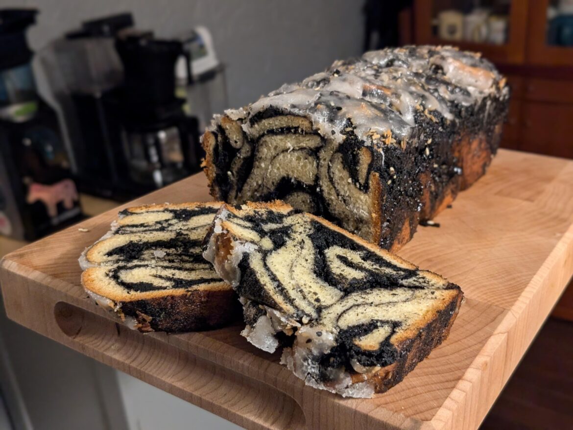 Black sesame and macapuno babka Black sesame and macapuno babka