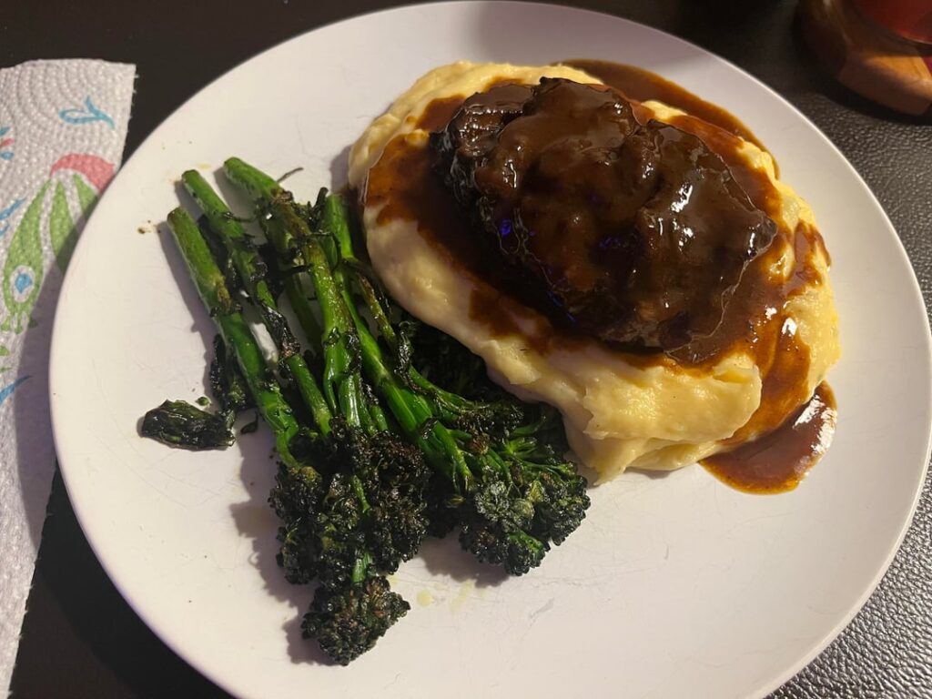 Red wine braised short ribs, mashed potatoes, and broccolini for dinner. Started with a little charcuterie appetizer.