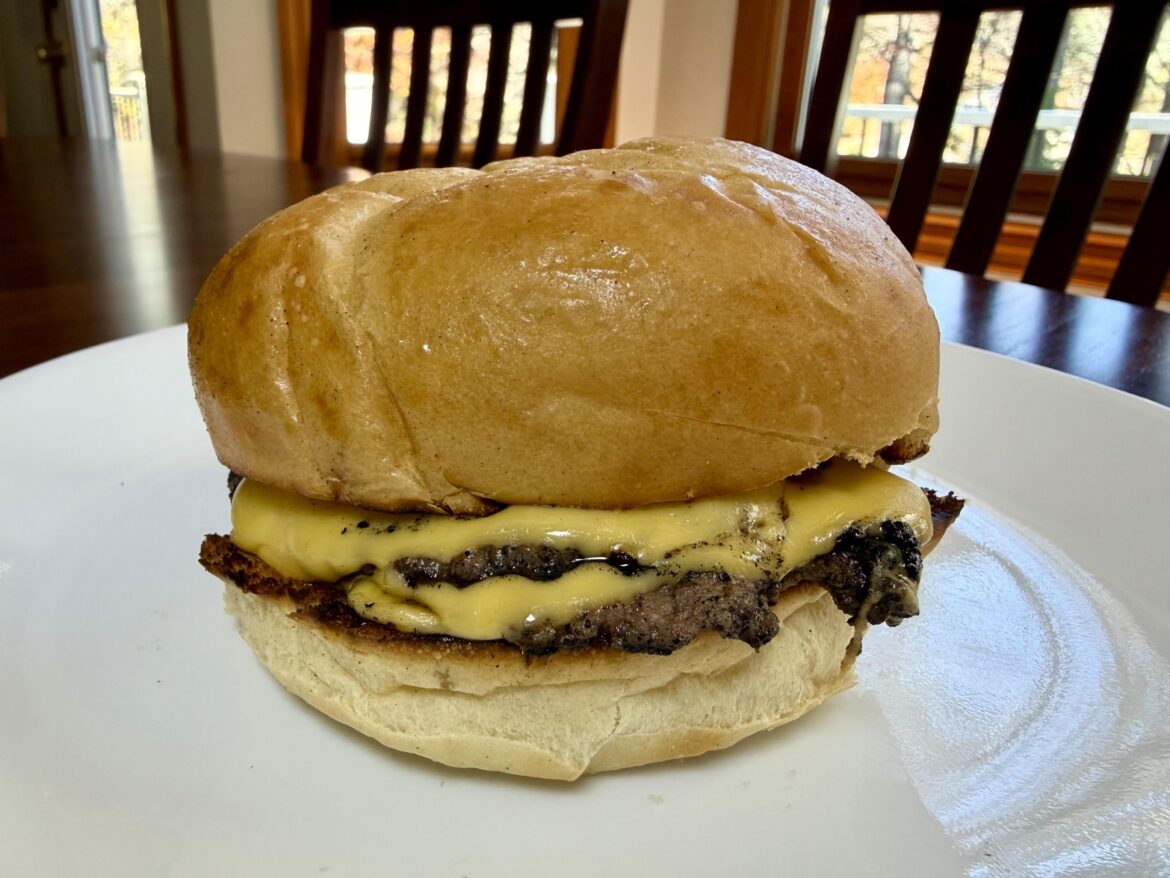 Grilled up a simple cheeseburger for lunch.