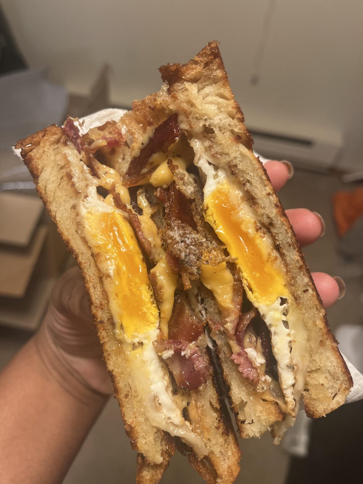 Bacon, Egg & Cheese on Croissant bread