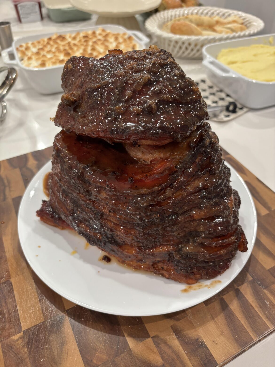 First time doing thanksgiving ham on smoker.