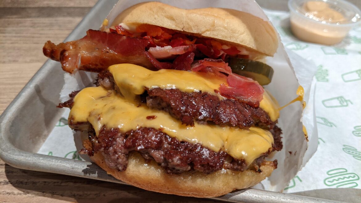 My first Shake Shack burger last week, a Double Smokeshack (has bacon & cherry peppers)