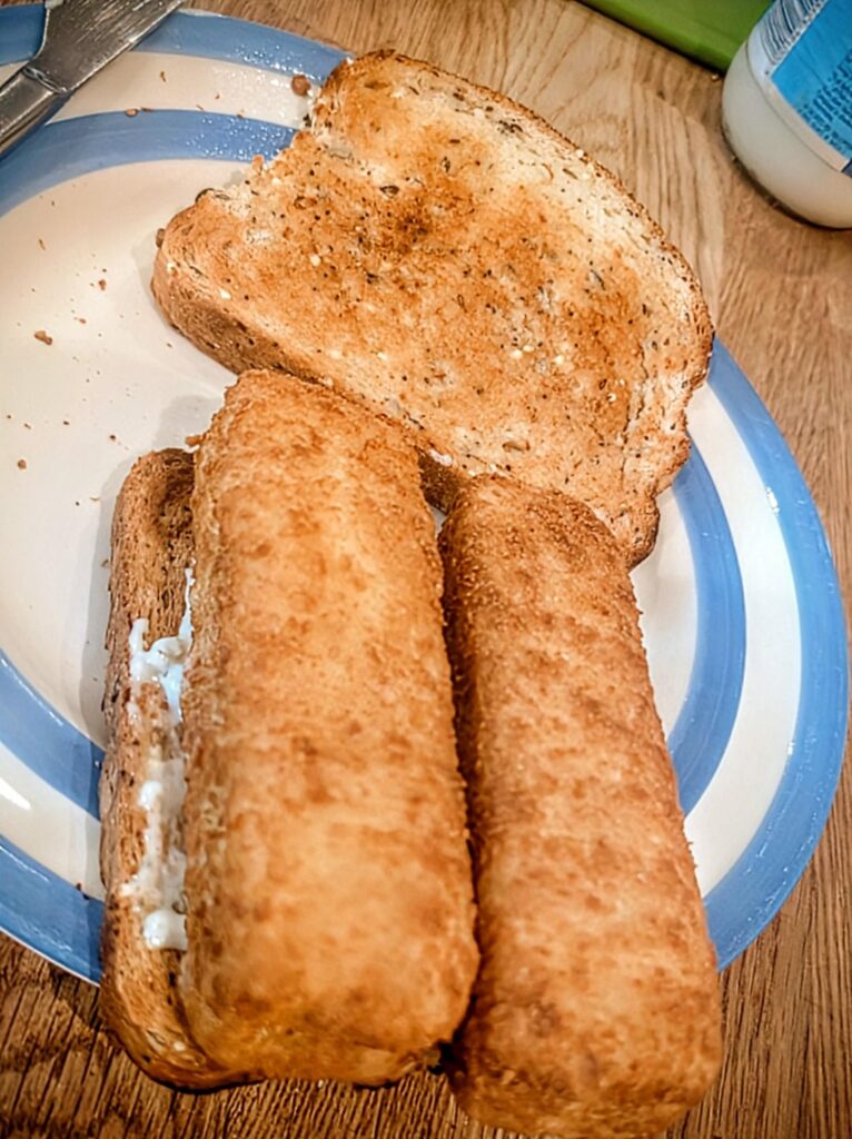 Jumbo fish finger sandwich