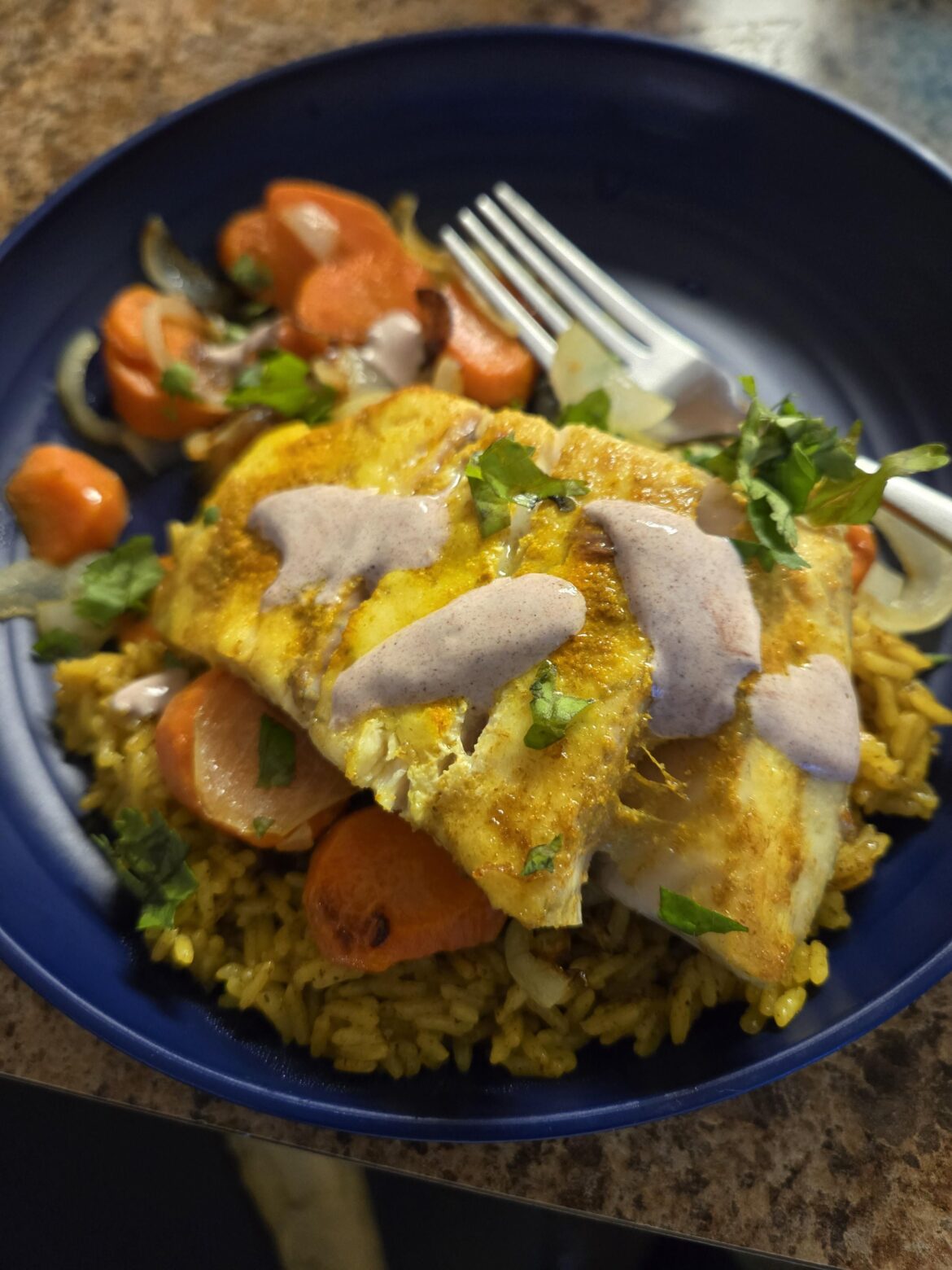 Lebanese Saydieh-Style Barramundi with Spiced Rice & Cumin Jumble