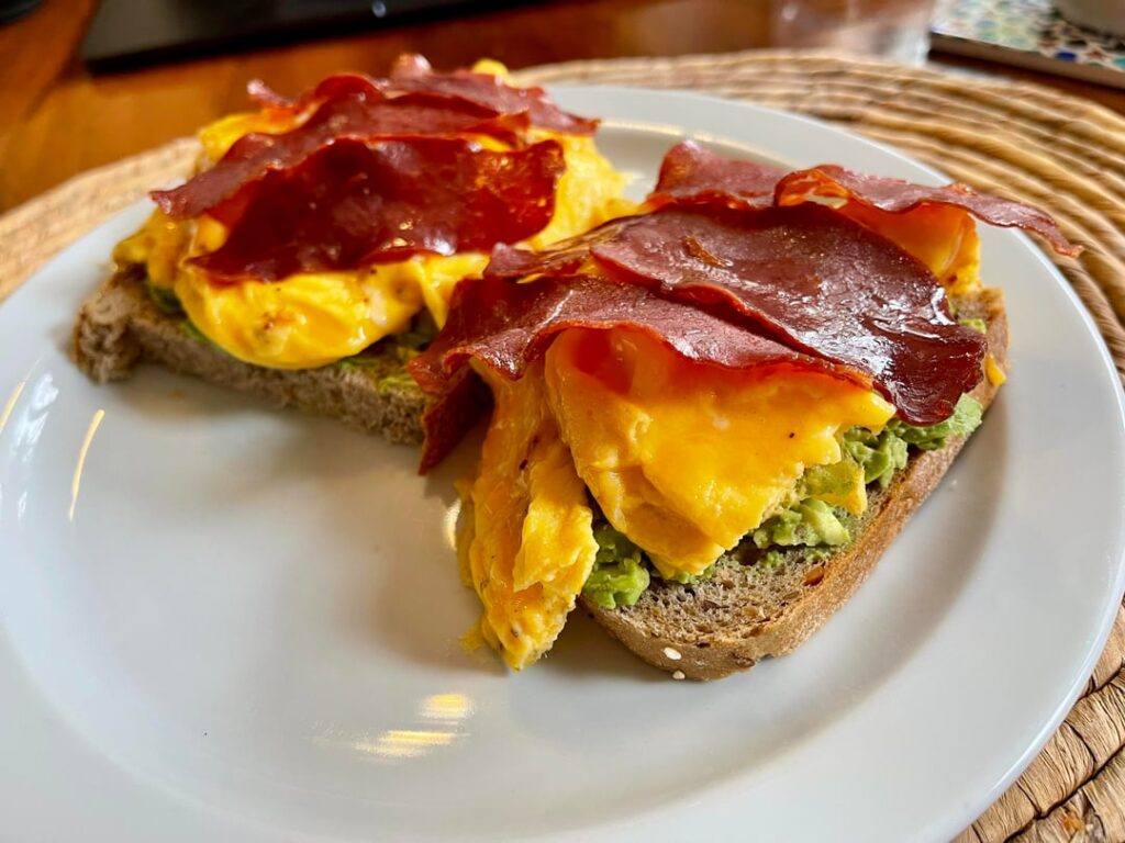 Toast over egg of the day