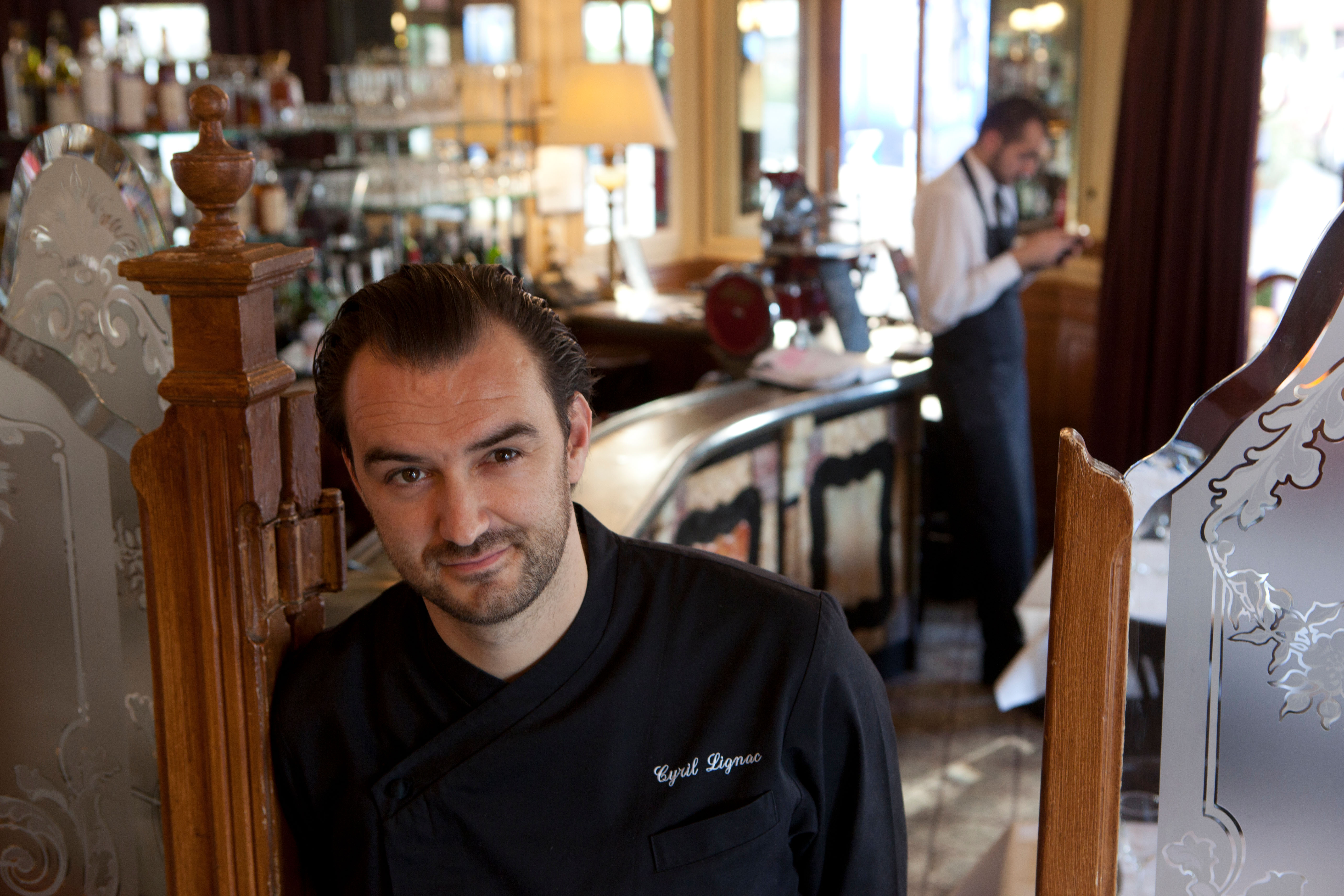 Cyril Lignac in his Parisian bistro Le Chardenoux.