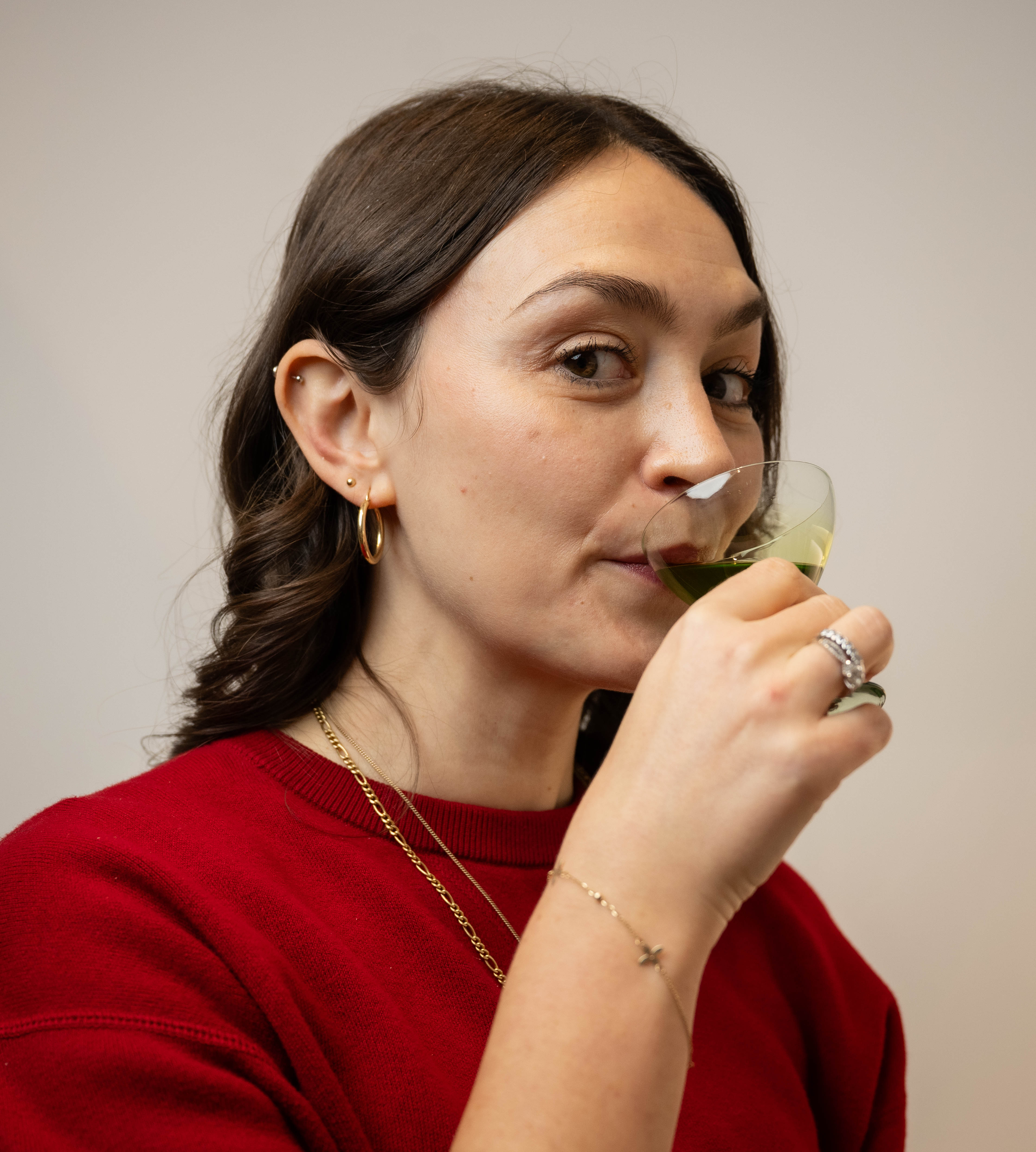 Giulia Crouch taste testing the first English extra virgin olive oil.