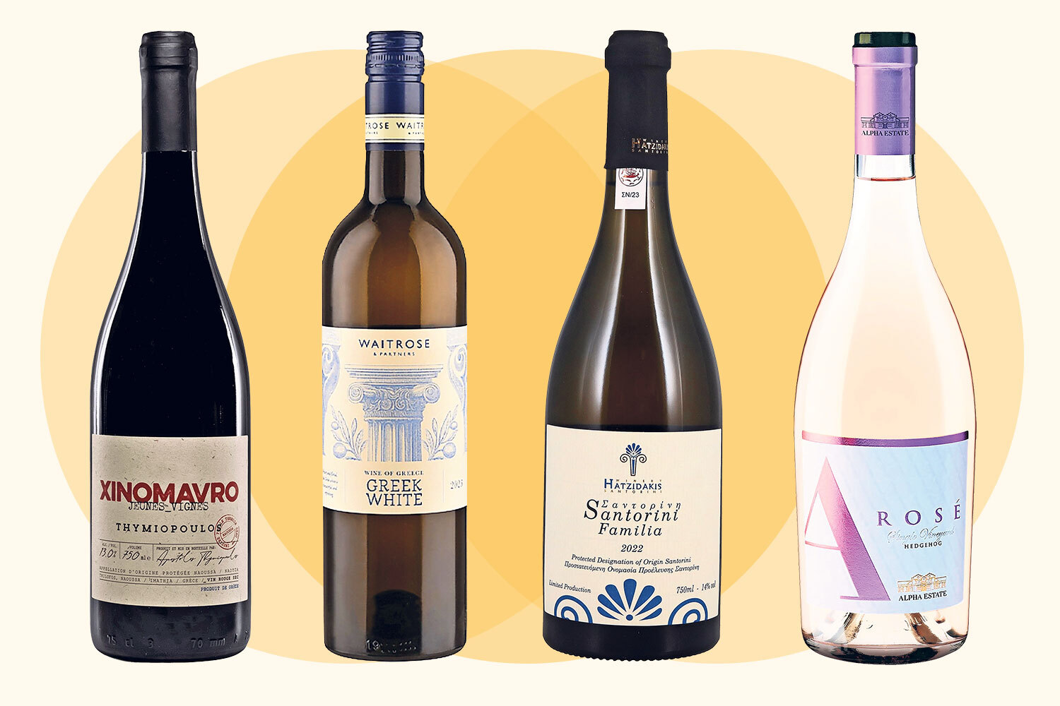 Collage of four wine bottles.