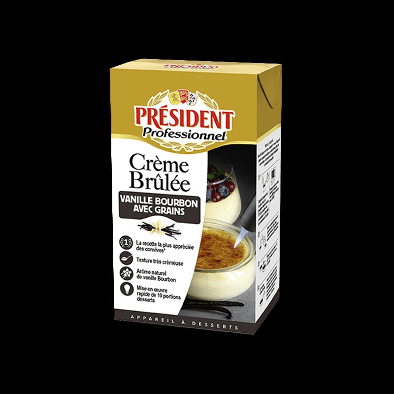 Box of Président Professionnel Crème Brûlée Bourbon Vanilla with Grains mix.