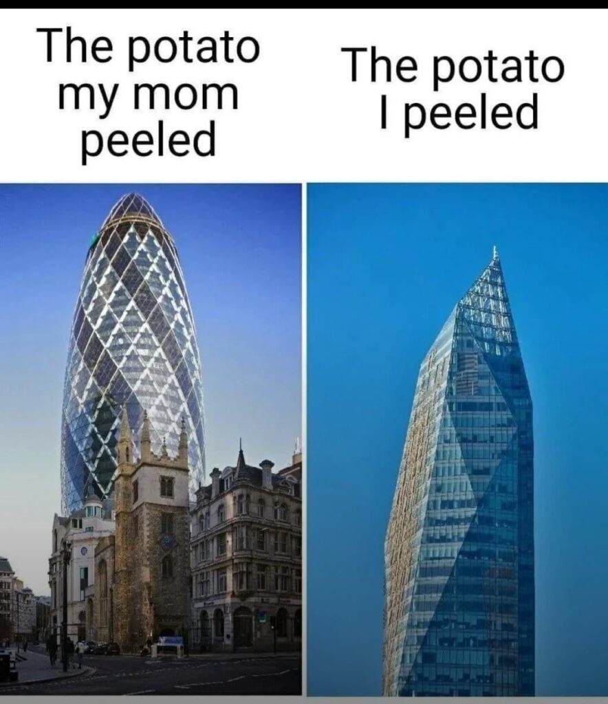 Manager walks by and shakes his head at the guy peeling.