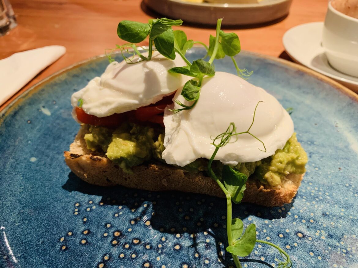 Avocado toast with Eggs and of course coffee