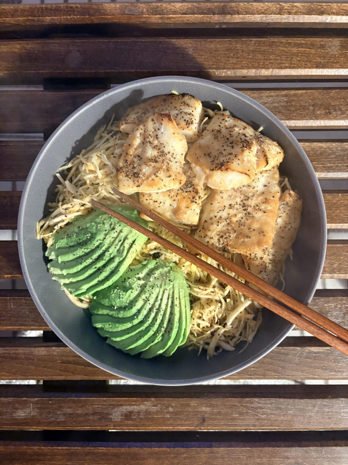 Miso Cod. Cabbage. Avocado.