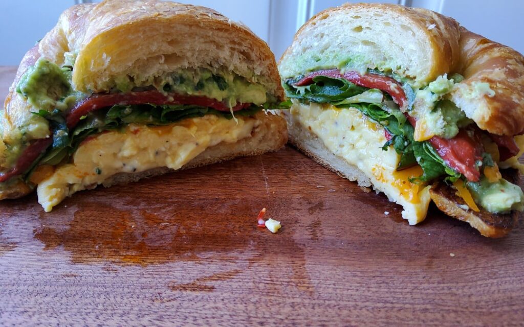 I had croissants on the counter so I finally made myself a healthier breakfast