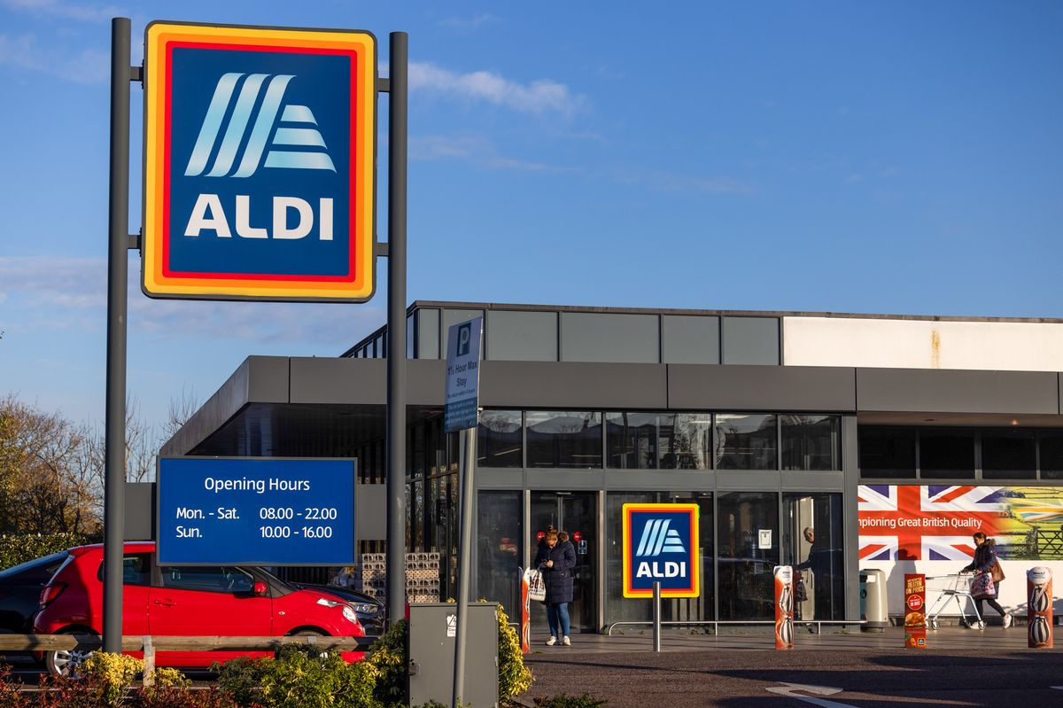 A general image showing the front of an Aldi supermarket store 