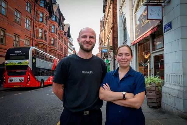 (L- R) Pierre Luiggi and Anna Picard of French Living, pictured in King Street, Nottingham city centre. The team behind French Living, a restaurant in King Street, Nottingham city centre, have spoken about pedestrianising King Street and Queen Street.