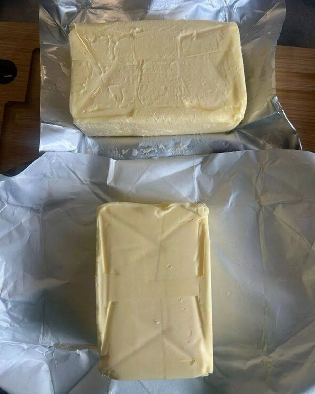 Top: President Slightly Salted Butter. Bottom: Sainsbury's Salted Block Butter