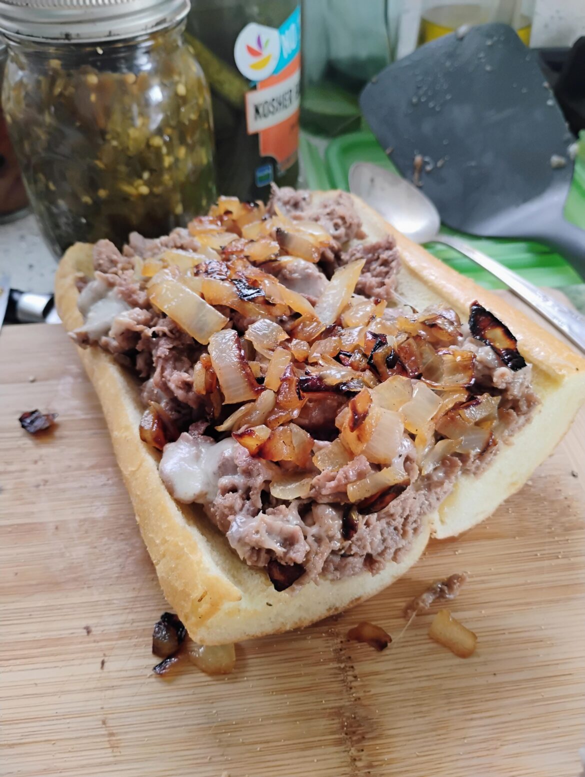 This beef cheesesteak turned out much better than the chicken from yesterday