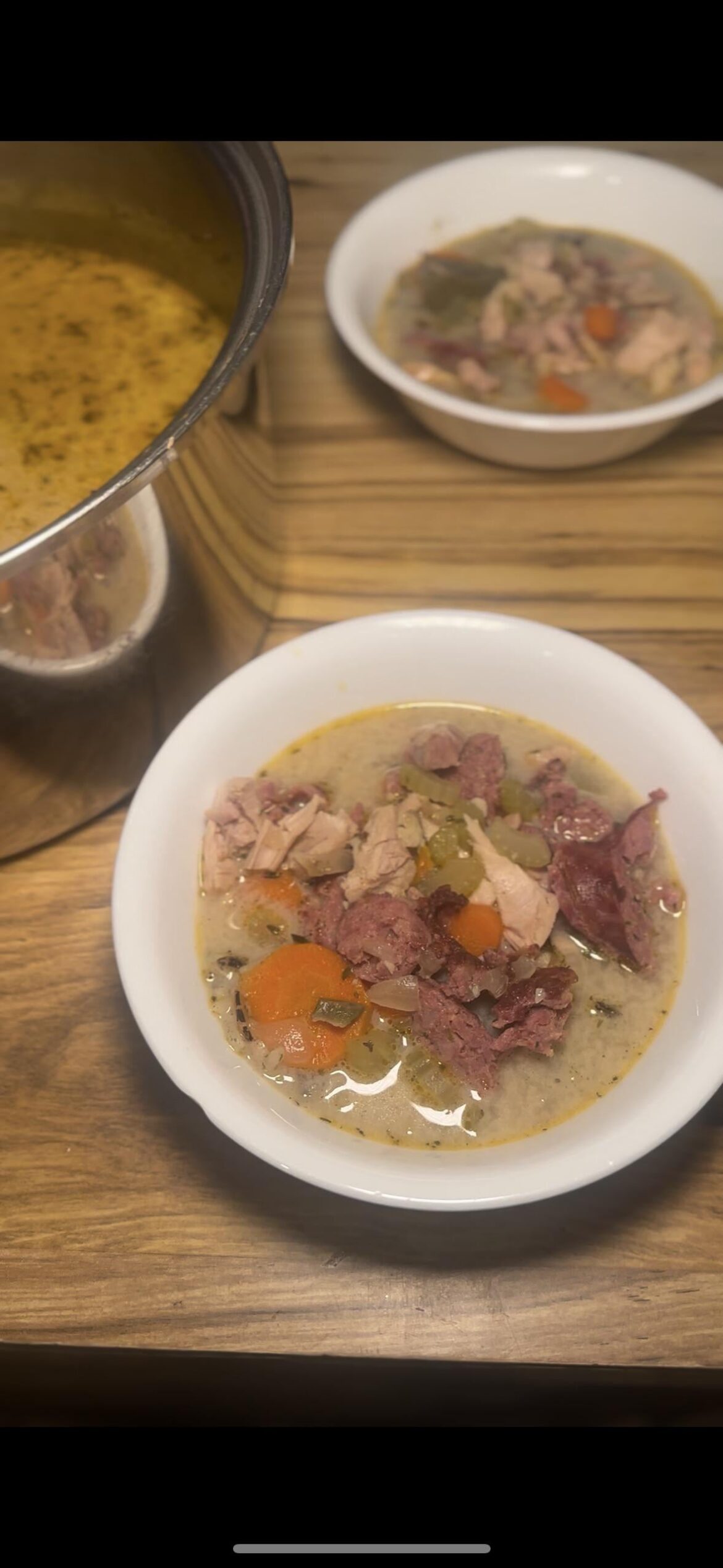 Chicken and jalapeño cheddar deer sausage soup