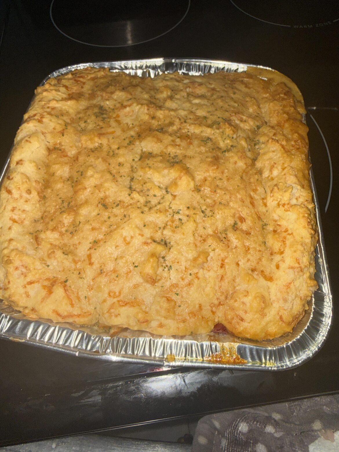 Chicken pot pie with red lobster cheddar biscuit crust