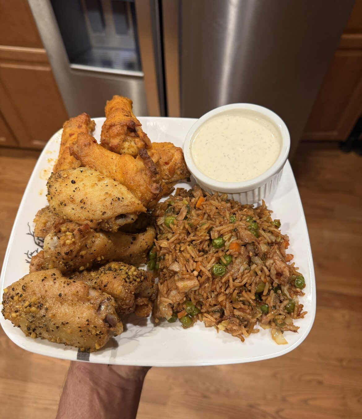 Lemon Pepper and Buffalo Wings with Pork Fried Rice!
