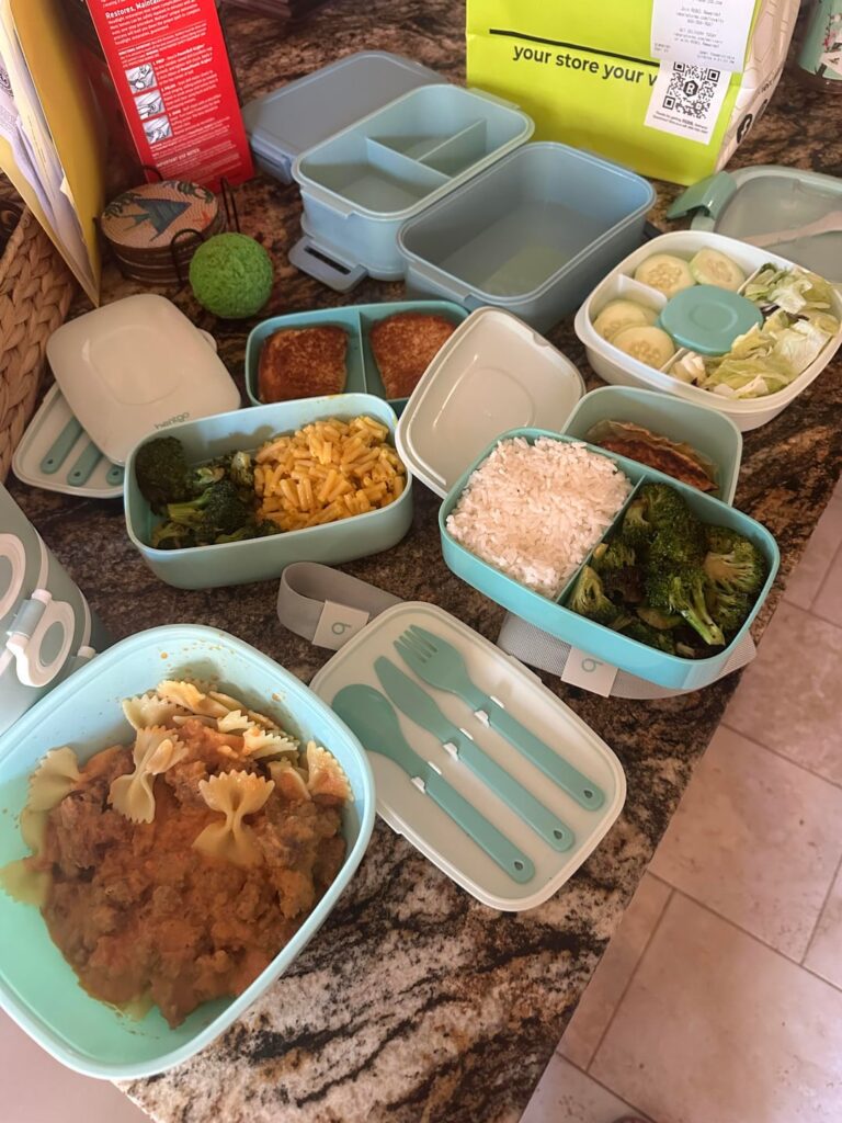 A variety of dishes cooked up for my nephew’s lunch boxes all week. Otherwise he skips his lunch or eats Taco Bell.