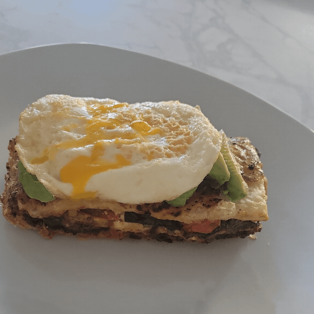 Fried egg on top of crunch wrap