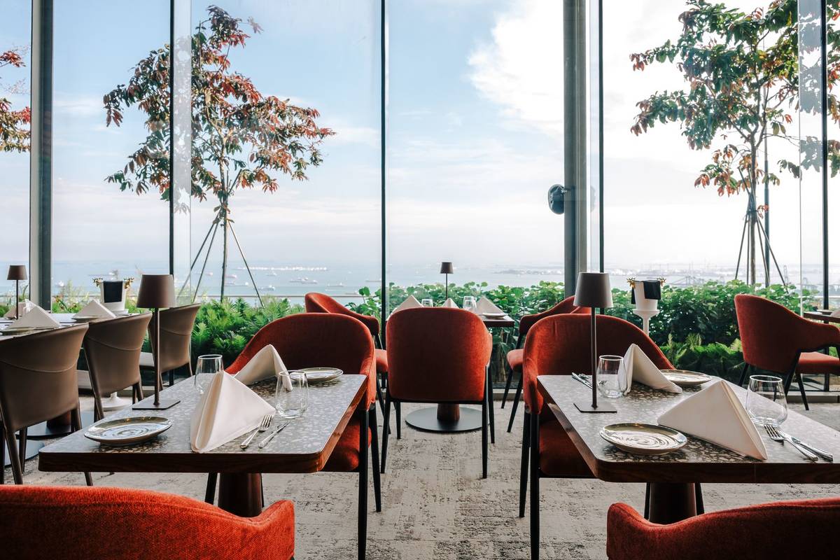 rooftop restaurant new Singapore stunning views of the sea