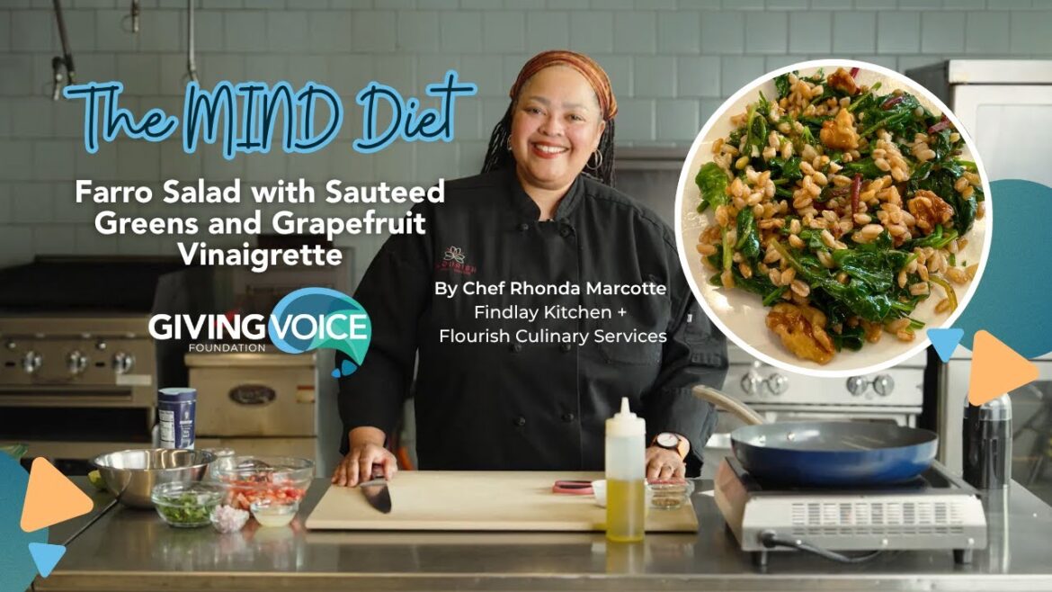 Farro Salad with Sautéed Greens & Grapefruit Vinaigrette | Easy MIND Diet Recipe for Brain Health