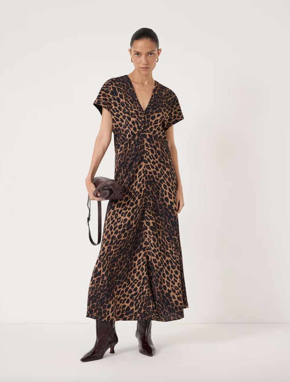 Animal Print V-Neck Maxi Tea Dress by Hush
