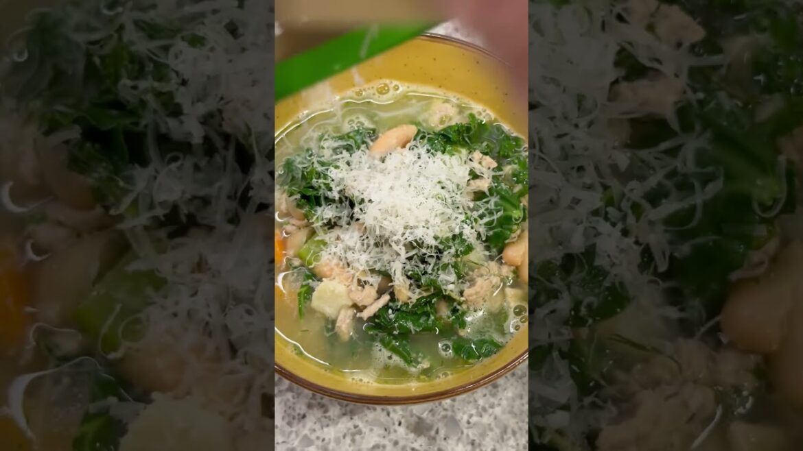 Serving Tuscan White Bean, Turkey and Kale Soup