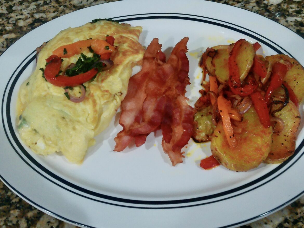 Spinach, Bacon and Cheese Omelette