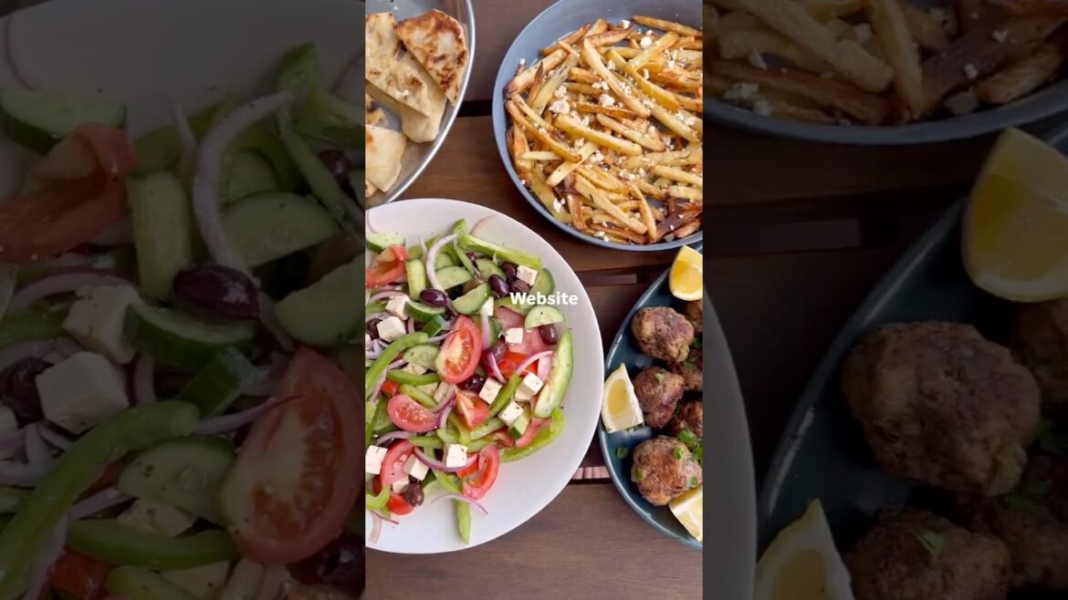Greek Meatballs with Feta Fries & Greek Salad
